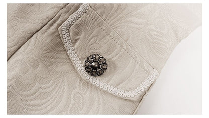 Medieval Jacket Costume Boys Prince Jacquard Stand Collar Larp Vicking Victorian Renaissance Stage Performace Jacket Coat