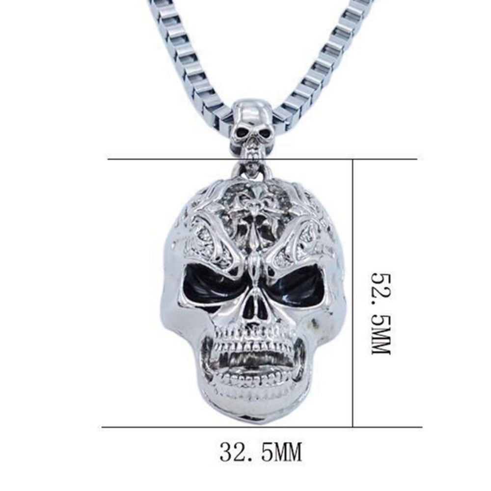 Colar de Caveira Vintage Hip Hop Maligna Pingente de Caveira de Metal Colar Gótico de Caveira Corrente de Caveira Moda Masculina e Feminina Joias Estilo Punk