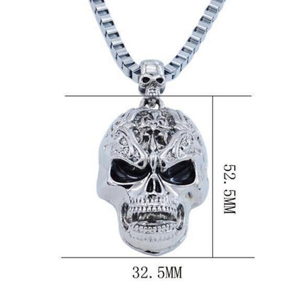 Colar de Caveira Vintage Hip Hop Maligna Pingente de Caveira de Metal Colar Gótico de Caveira Corrente de Caveira Moda Masculina e Feminina Joias Estilo Punk