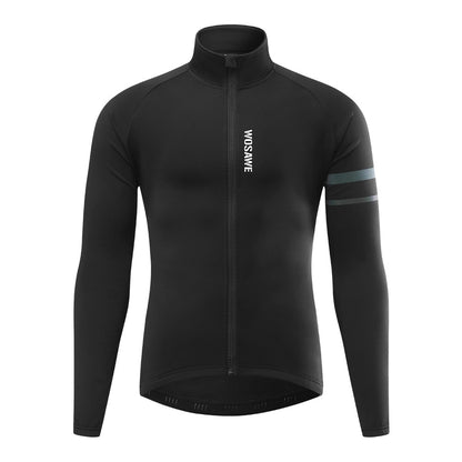 WOSAWE Winter Cycling Jacket Mens Fleece Warm Long Sleeve Bike Jacket Thermal Fabric MTB Bicycle Jersey Long Jersey
