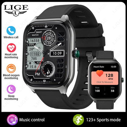LIGE Novo Relógio Inteligente Rastreador GPS Masculino Feminino Esportes Fitness Monitor de Frequência Cardíaca Pulseira Masculina Chamada Bluetooth Smartwatch Feminino Masculino