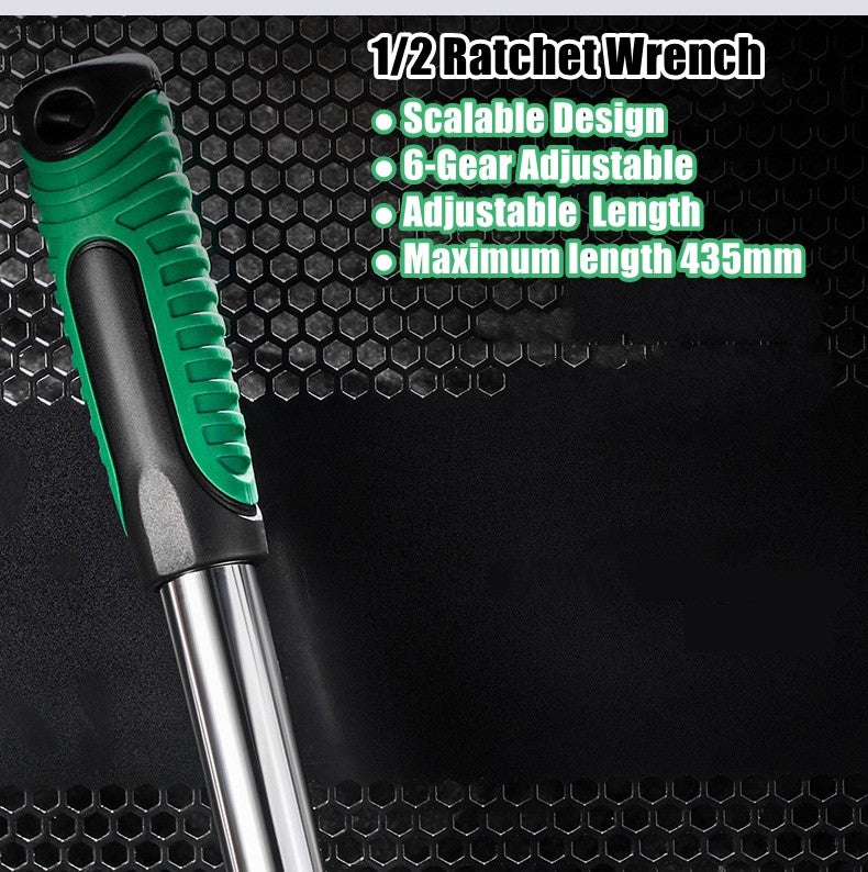 Chave Catraca Telescópica Soquete para Reparação Automotiva, Conjunto de Catraca com Cabeça Ajustável, Chave de Liberação Rápida de 72 Dentes, Ferramenta Manual