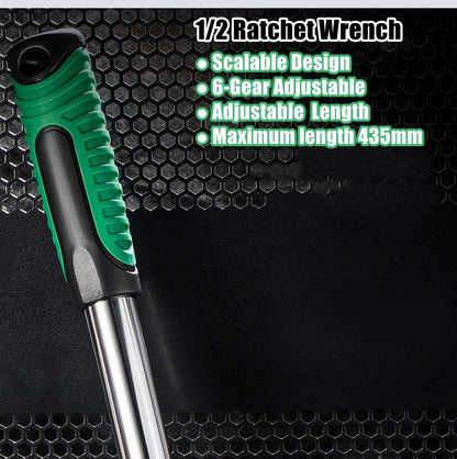 Chave Catraca Telescópica Soquete para Reparação Automotiva, Conjunto de Catraca com Cabeça Ajustável, Chave de Liberação Rápida de 72 Dentes, Ferramenta Manual