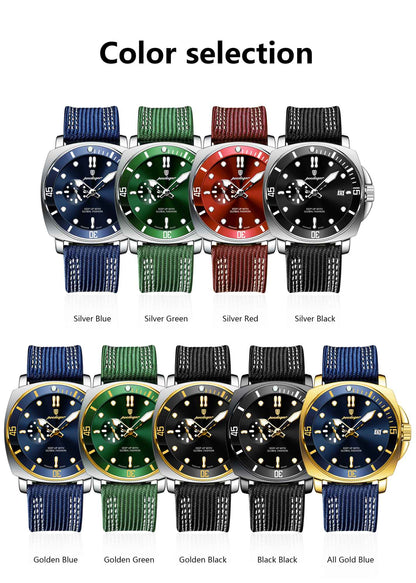 POEDAGAR Luxury Fashion Man Watch Luminous Waterproof Date Sport Watches For Men Nylon Leather Quartz Business Men's Clock Reloj