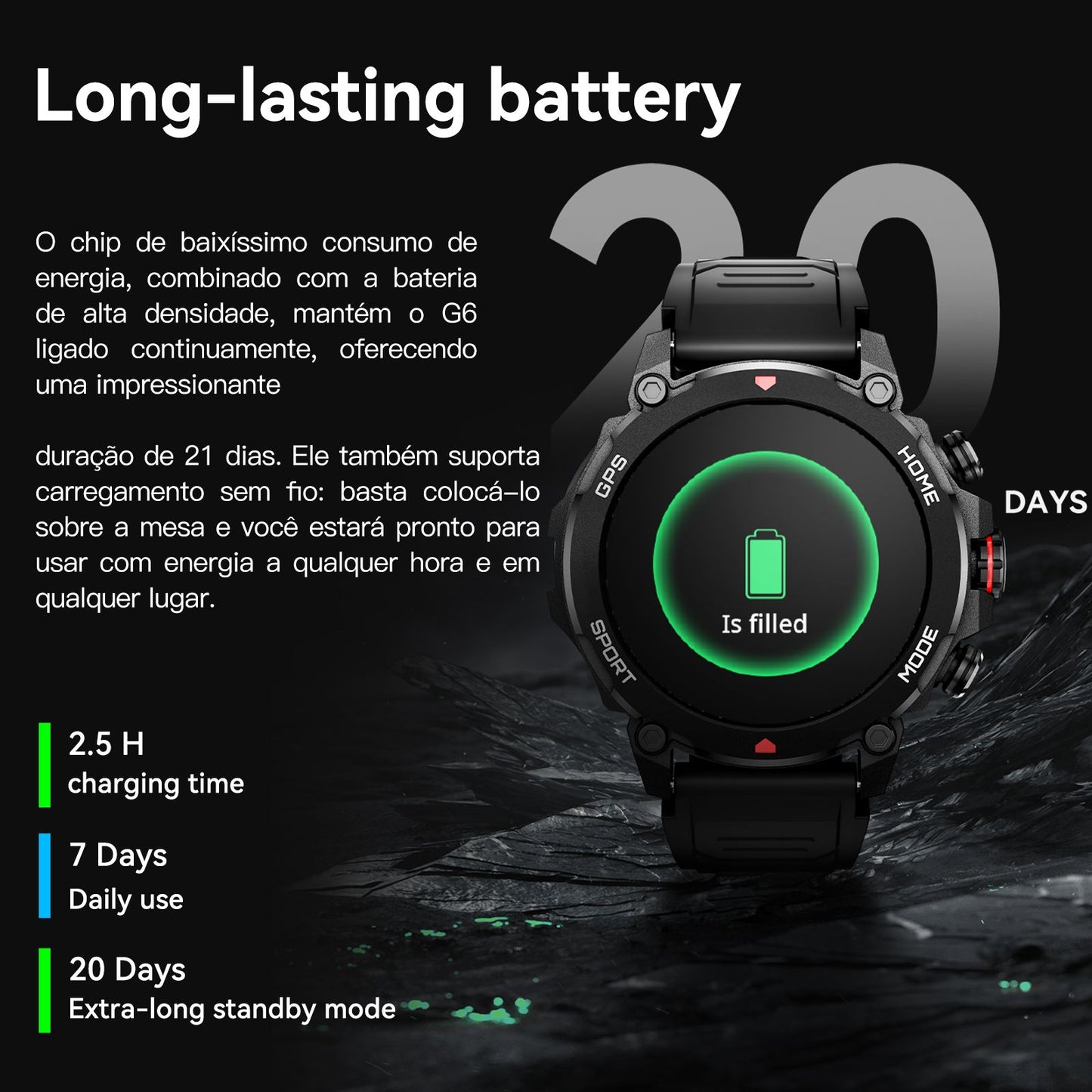G6/ Trek 1 Smart Watch AMOLED Esportes ao Ar Livre GPS Bússola Frequência Cardíaca À Prova D'Água Chamada Bluetooth 5ATM One Plus Smartwatches Para Homem