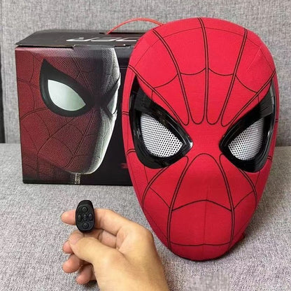 2026 Popular Breathable Spider Man Headset with Chin Operable Blink Touch Glowing Mask Miles Halloween Cosplay Boys Headgear Toy