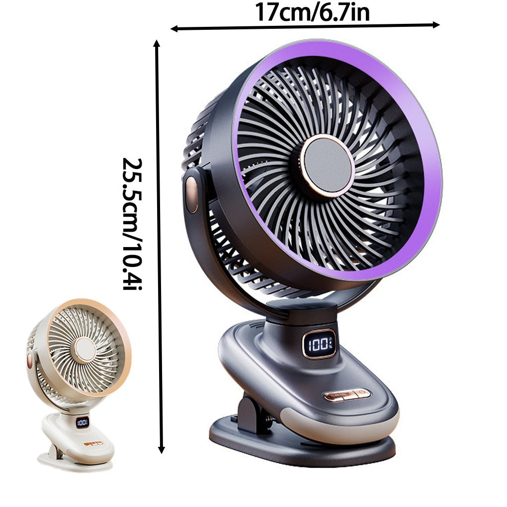 Ventilador Portátil de Parede e Mesa com Ajuste de Ângulo Livre, Clipe, Mini Ventilador de Carregamento para Circulação de Ar