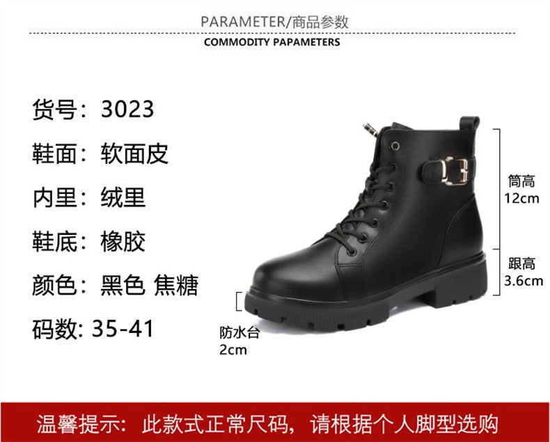 2024 Short Shoes for Women Female Ankle Boots Platform with Laces Combat Lace-up Footwear Chunky Booties Punk Style Leather