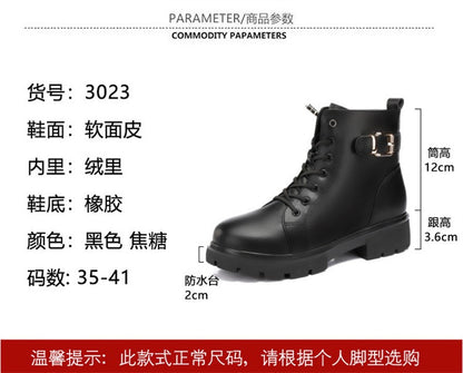 2024 Short Shoes for Women Female Ankle Boots Platform with Laces Combat Lace-up Footwear Chunky Booties Punk Style Leather