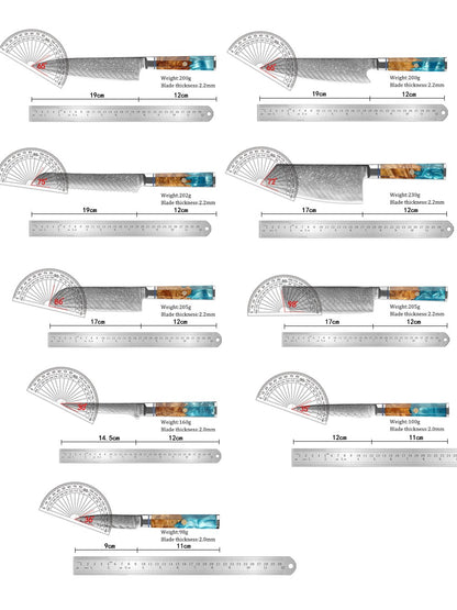 XITUO Damascus Steel Knife Set 1-9PCS Japanese Chef Knife, Santoku, Bread, Utility & Boning Knives-Ultra Sharp, Octagonal Handle