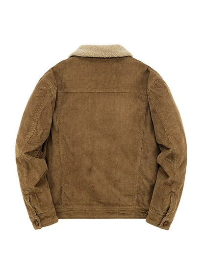 Male Cotton Jackets Padded Warm Loose Parka Coat Corduroy Short Jacket Man Solid Fur Collar Windbreaker Winter Men Fleece Jacket