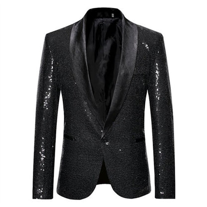 Shiny Gold Men Sequin Glitter Embellished Blazer Jacket, Nightclub Prom Suit Coats Mens Costume Homme Stage Clothes For singers