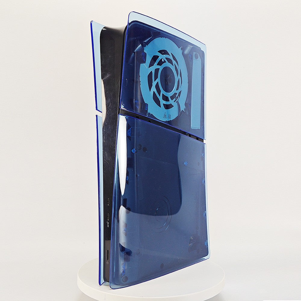 Yoteen Transparent Case for PS5 Slim Replacement Shell DIY Faceplate Clear Blue for PS5 Slim Disc & Digital Edition