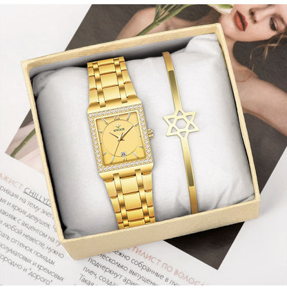 WWOOR Top Brand Luxury New Ladies Diamond Watch Fashion Square lady Wrist Watch Simple Women Dress Small Watch Relogio Feminino