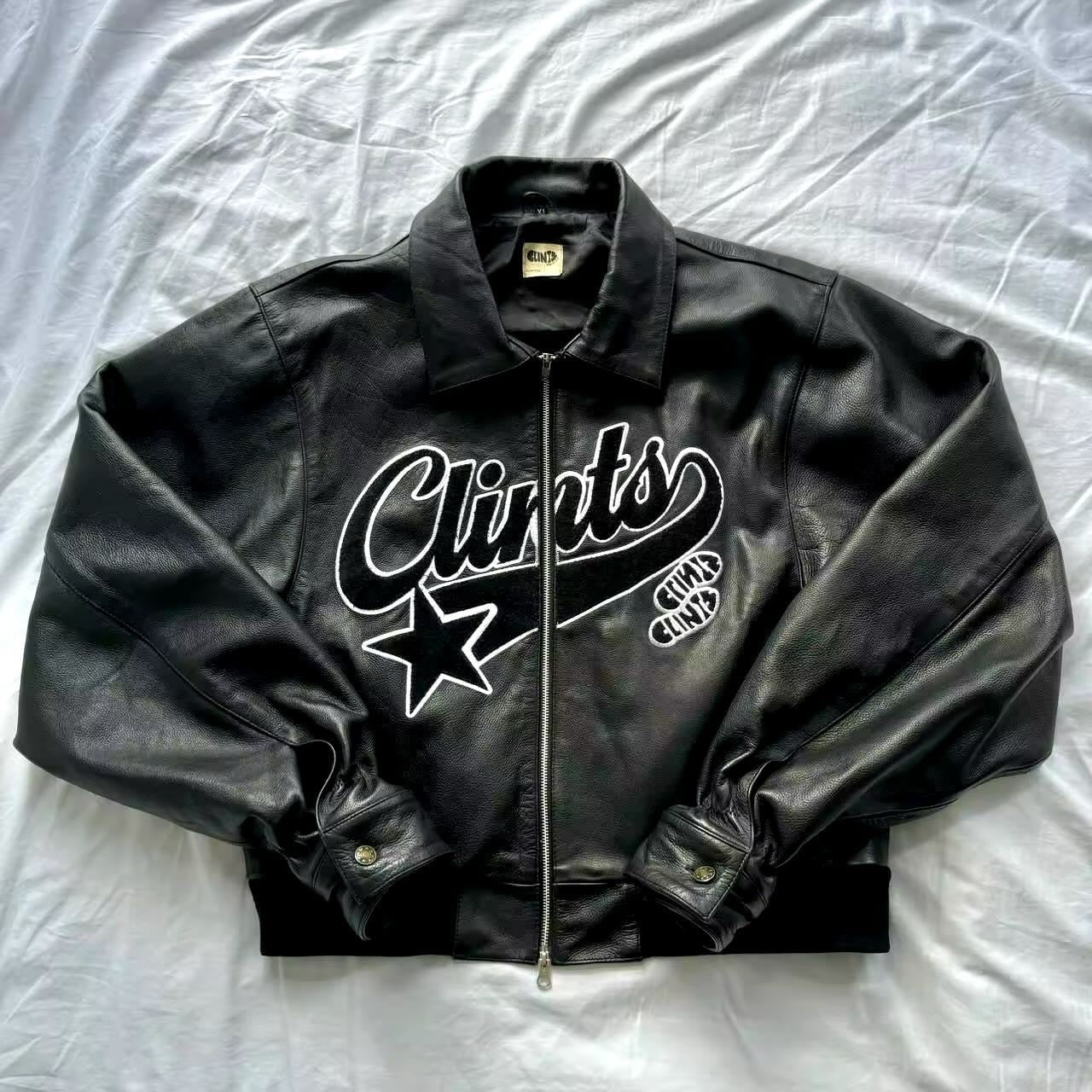 Y2K New Men Retro Harajuku Leather Jacket Oversized Motorcycle Jacket Hip Hop Punk Gothic Simple Embroidered Streetwear Zip Coat