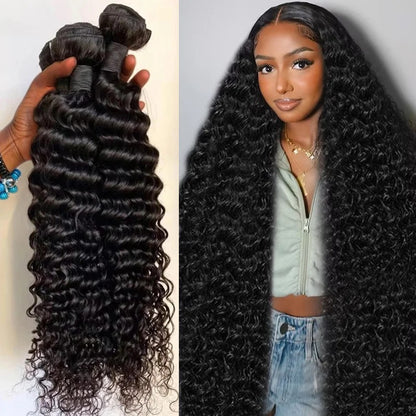 Pacotes de Cabelo Humano Ondulado Profundo de 32 36 40 Polegadas Cabelo Brasileiro Remy Virgem para Mega Hair Cacheado 1/2/3/4 Pacotes de Mega Hair com Preços Promocionais