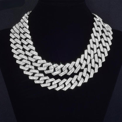 Iced Out CZ Stone Men jewelry Hip Hop Micro Pave Cuban Link Chain High Quality Heavy Chunky Necklace 3 Rows Cubic Zirconia