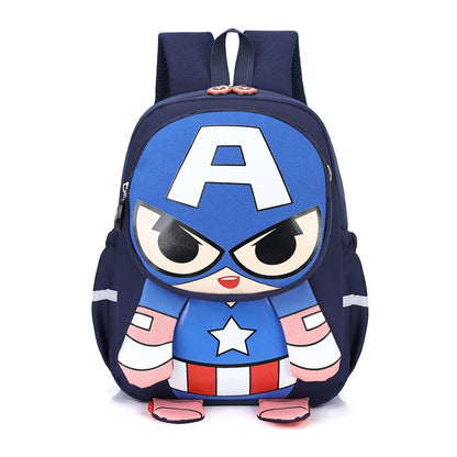 Mochila Infantil Escolar de Capitão América Homem Aranha Homem de Ferro Fofa Desenho Animado para Meninos Leve para Jardim de Infância