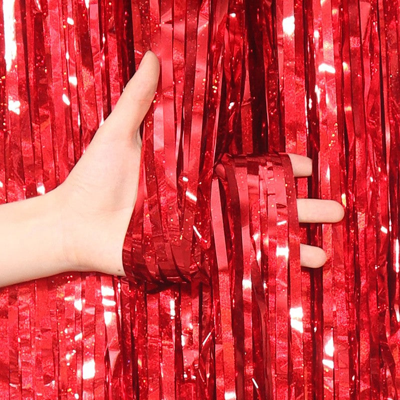 2M Glitter Pink Metallic Foil Tinsel Curtain Backdrop Birthday Wedding Bridal Shower Bachelorette Party Decor Adult Anniversary