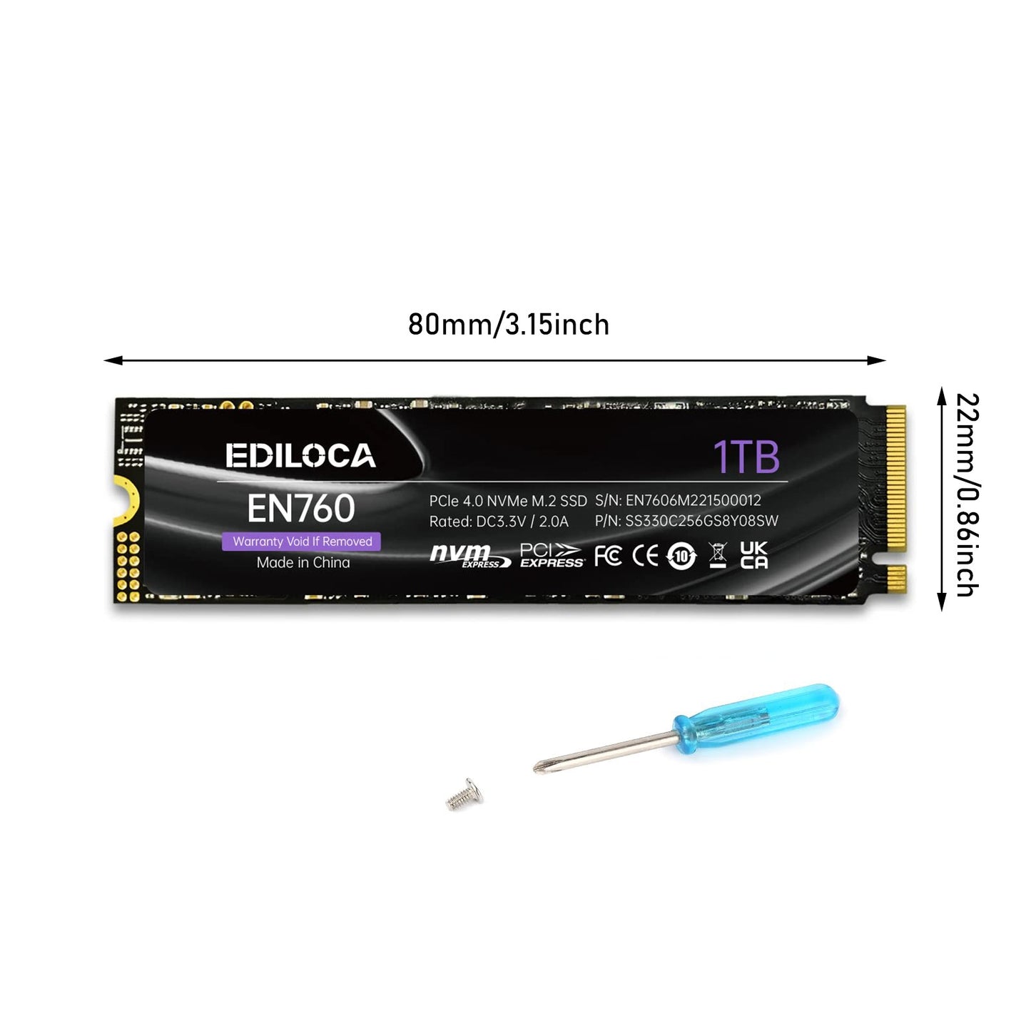 Ediloca EN760 SSD M.2 2280 NVME SSD with Heatsink PCIe Gen4.0x4 3D NAND TLC 4800MB/s Internal Solid State Drive for PS5/PC