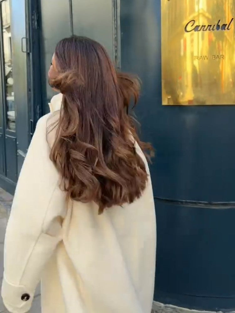 Stand Collar Single Breasted Split Long Coat Women Oversize Elegant Long Sleeve 2025 Autumn Female Outerwear Office Overcoat