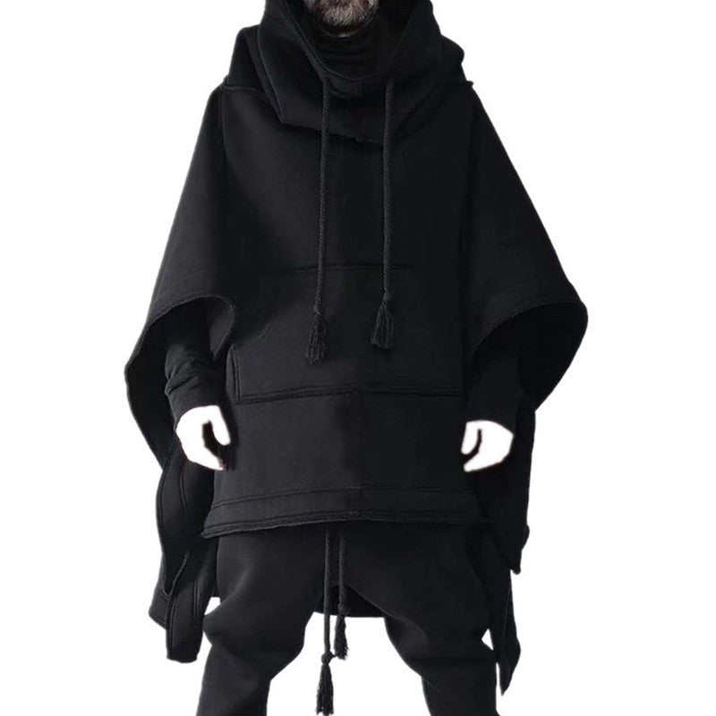 Men's Personality Cape Cape Long Bat Sleeve Coat Cape Hoodie Short Front Long Back