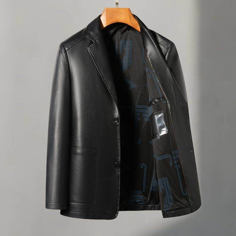 Casual leather suits, genuine leather jackets, men's leather jackets, sheepskin, slimming, large sizes for autumn and winter