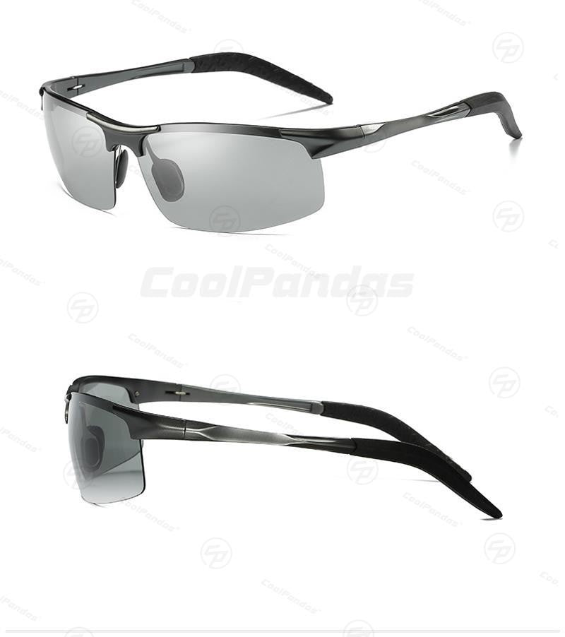 CoolPandas Óculos de Sol Fotocromáticos Masculinos Polarizados Sem Aro para Esportes ao Ar Livre Óculos de Condução Dia Noite Camaleão Óculos Masculinos