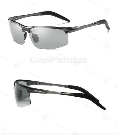 CoolPandas Óculos de Sol Fotocromáticos Masculinos Polarizados Sem Aro para Esportes ao Ar Livre Óculos de Condução Dia Noite Camaleão Óculos Masculinos