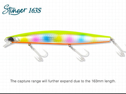 TSURIKNOYA STINGER 163S Isca Artificial Minnow de Fundo para Água Salgada com Lançamento Ultra Longo 163mm 34.2g Iscas Rígidas para Robalo
