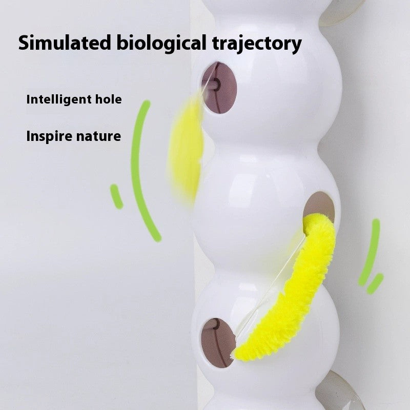 Brinquedo inteligente e interativo para gatos, ativação móvel de despertar, vareta tipo minhoca, brinquedo com cauda, orifício de salto automático, interativo