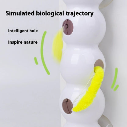 Brinquedo inteligente e interativo para gatos, ativação móvel de despertar, vareta tipo minhoca, brinquedo com cauda, orifício de salto automático, interativo
