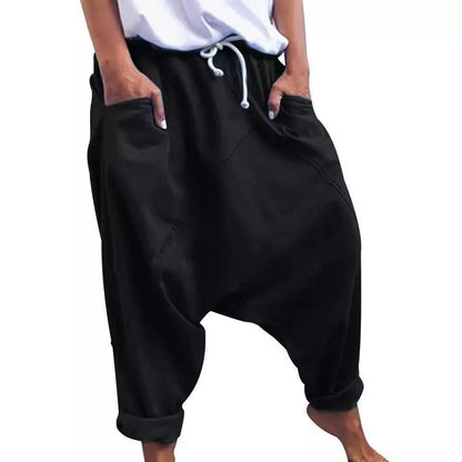 Women's Casual Harem Crotch Pants, Fashionable Lace-up Harem Pants, Women Trousers, Oversized Hip-hop Streetwear Woman