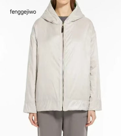 Fenggejiwo women's silk camel velvet baseball jacket casual silk jacket solid color double-sided jacket