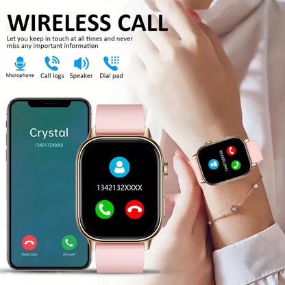 Smartwatch de Música Feminino 2025 Novo com Tela AMOLED HD de 2.01'' Moda, GPS de 6 Estrelas Embutido, Rastreador Impermeável e Chamada, Braceletes