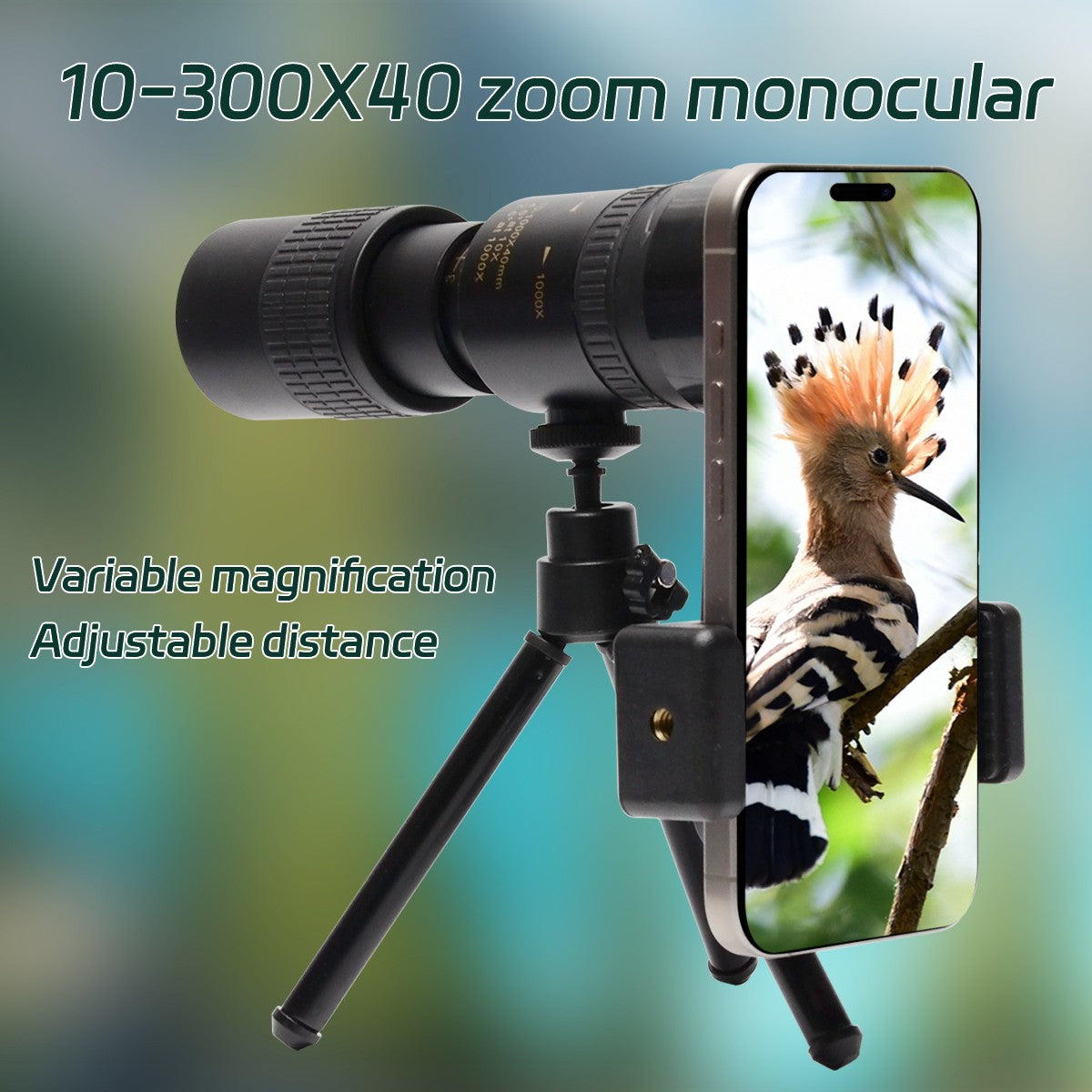 Telescópio Zoom 10-300x40 HD 4K Portátil Binóculo Potente Longo Alcance Monocular Profissional BAK4-Prismas Para Caça Acampamento
