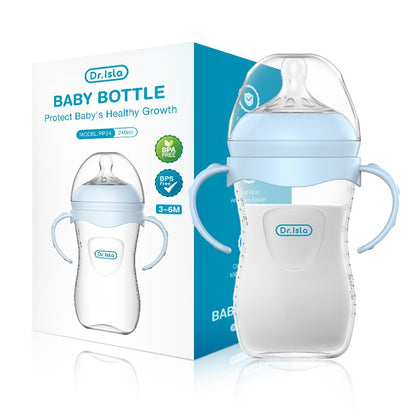 MAMIJOY 2PCS 150/240/330ML Baby Bottle With Handle Anti-bloating?Anti-drop Clear Scale Newborn Bottle Feeding Bottles PP15/24/33