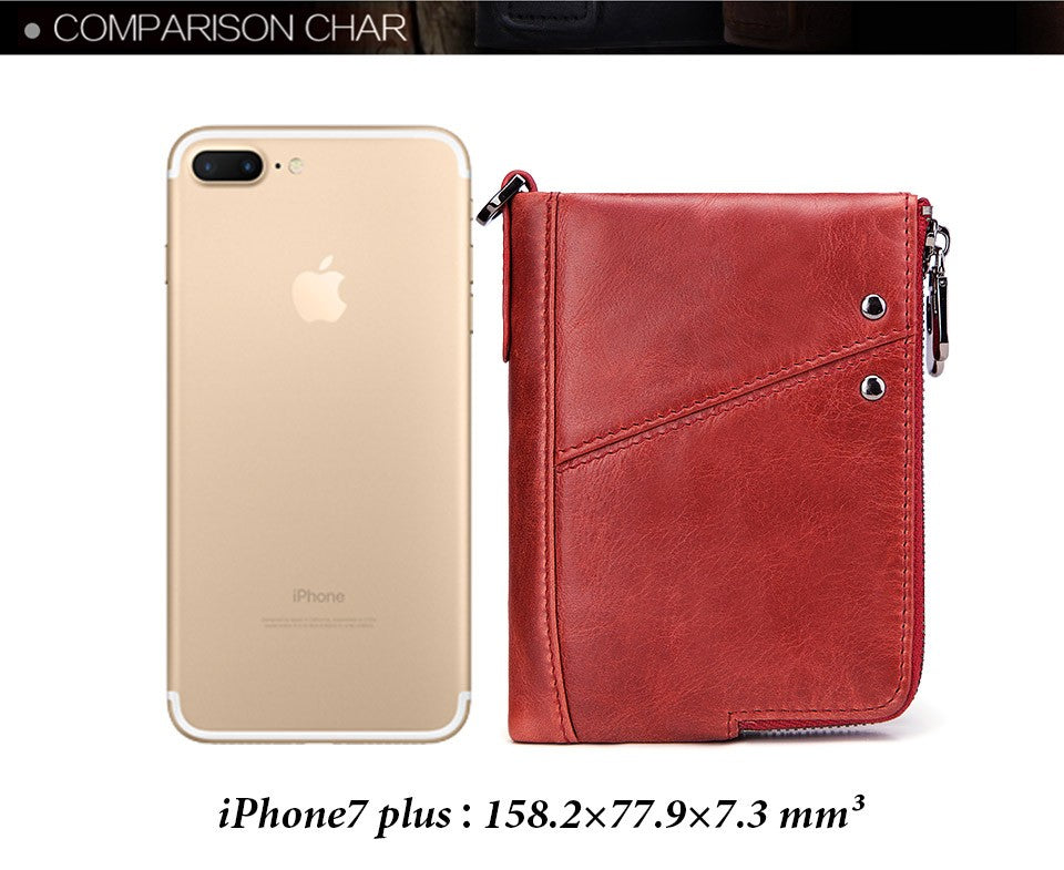 Women's Wallet Fashion Genuine Leather Short Female Purse ID Card Holder Wallets RFID Ladies Clutch With Zipper Coin Purse