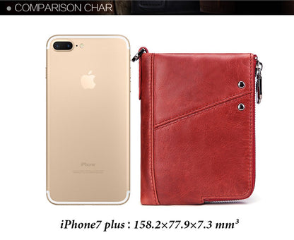 Women's Wallet Fashion Genuine Leather Short Female Purse ID Card Holder Wallets RFID Ladies Clutch With Zipper Coin Purse