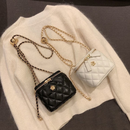 New Mini Quilted Chain Diamond Checkered Women's Crossbody Bag Fashion Mini Handbag  PU Leather Woman's One-shoulder Small Bag