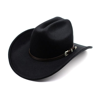New Vintage Western Cowboy Hat For Men's Gentleman Lady Jazz Cowgirl With Leather Wide Brim Cloche Church Sombrero Hombre Caps