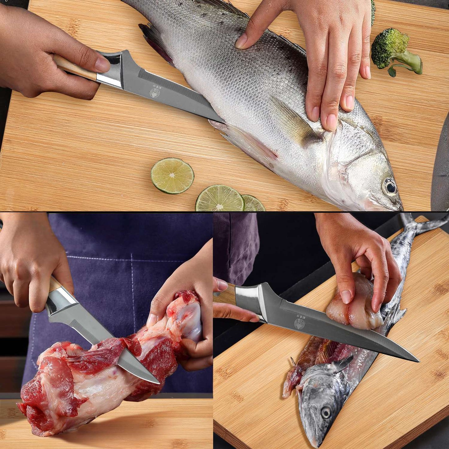 1-3pcs Butcher's Precision Knife Set with sheath Premium Imitation wood Handles - Meat, Fish,and Poultry Processing,Slicing Tool