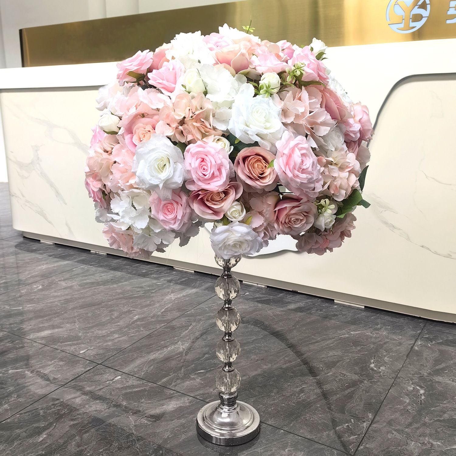 30-70cm Artificial White Rose Flower Ball, Wedding Reception Table Centerpieces, Floral Arrangement for Party Event Decor