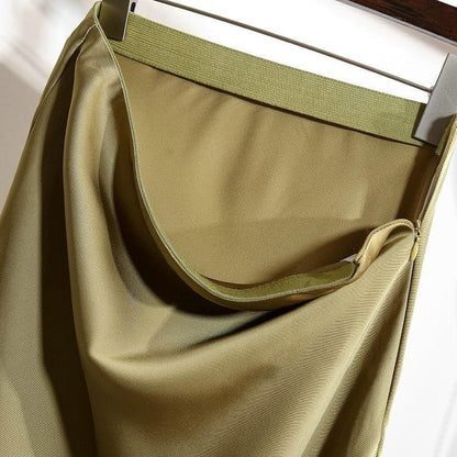 Women Satin Fishtail Skirts Fashion Streetwear Female Elastic High Waist Skirts Solid Color Summer Ladies Slim Silk A-line Skirt