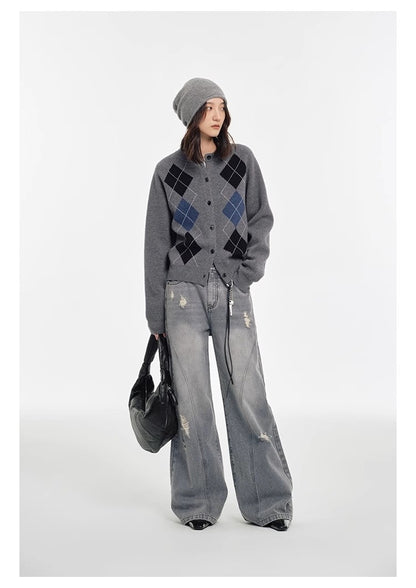 College style sweater 100% Australian Wool Sweaters Large Size Cardigan High-grade Women's Autumn Winter Fashion Knitwear