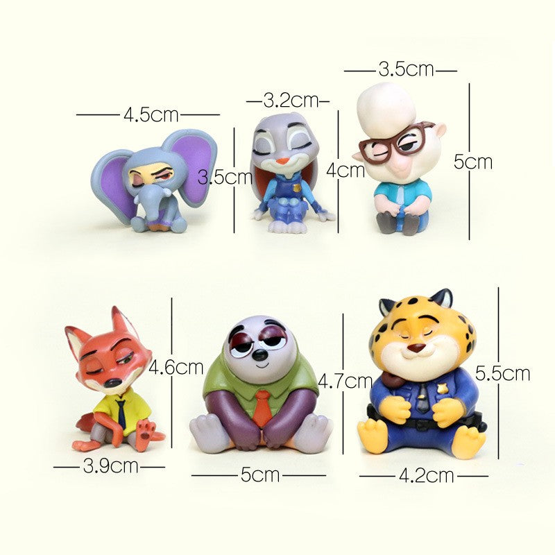 Série Zootopia Desenho Animado Fofo Boneco 'Sentado Quietamente' Modelo Artesanal de Mesa Decoração de Carro Pequenos Enfeites Figuras Colecionáveis
