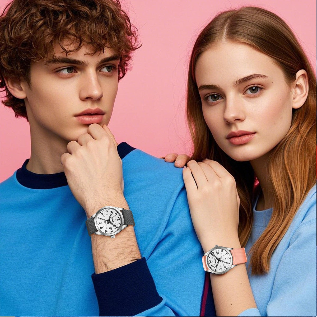 BIDEN Men's Watch Simulated Quartz Sports Men's and Women's Watch 30 Waterproof Second Hand Luminous Easy to Read Dial