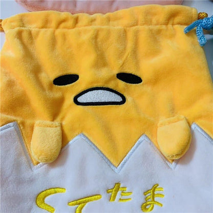 20Cm Gudetama Pom Pom Purin Plush Velvet Single-Layer Drawstring Pocket Halloween Candy Packaging Bag Girl's Cosmetics Dust Bag