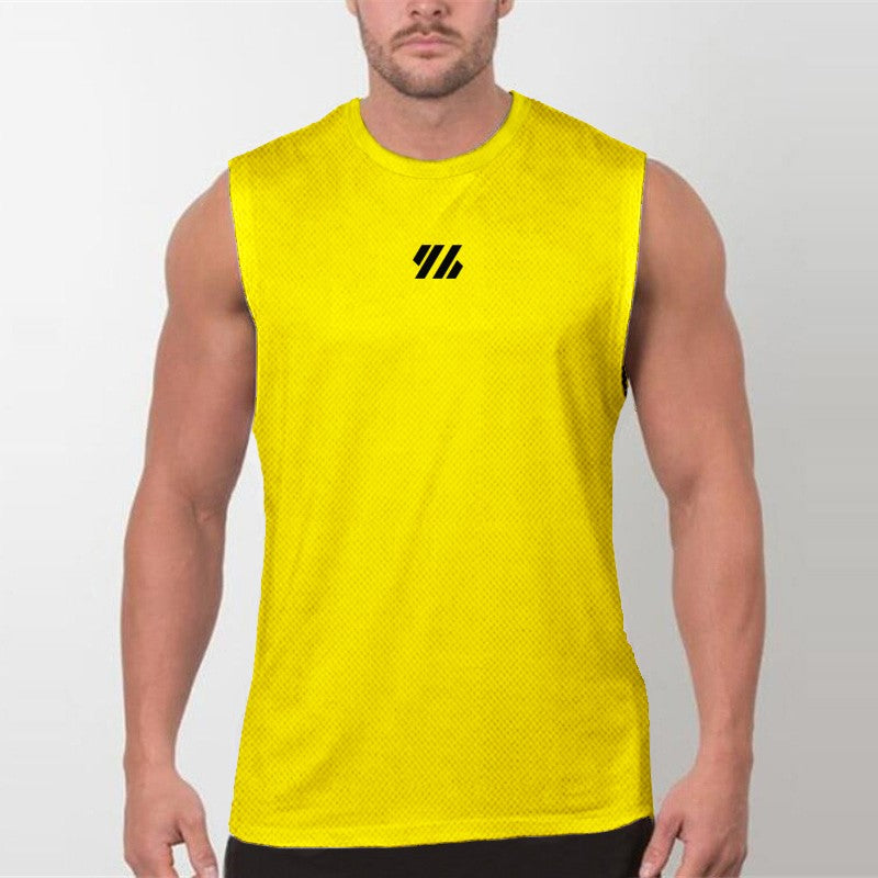 Mens Running Sleeveless Sport Tank Tops Gym Bodybuilding Fitness Workout Muscle Vests Mesh Cool Breathable Quick Dry T-Shirts
