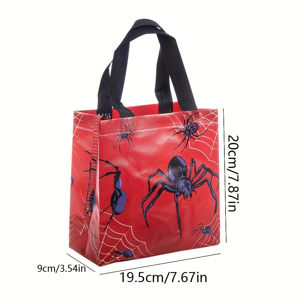 6/30pcs Spider Print Gift Bags Non Woven Tote Bags Halloween Party Favor Bags for Candy Gifts and Shopping